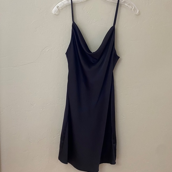 Urban Outfitters Cowl Neck Black Slip Mini Dress, Size Small - Picture 6 of 13